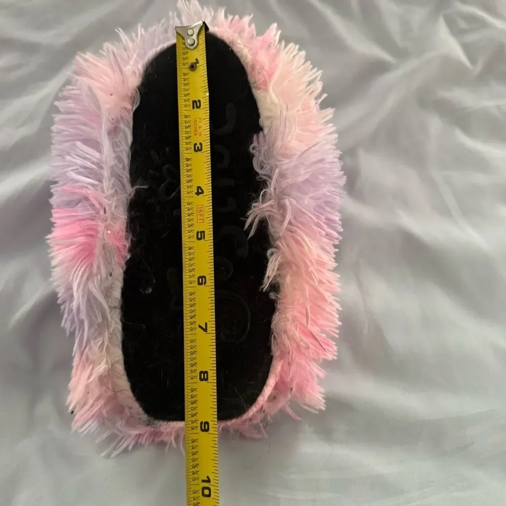 Justice Pastel Fuzzy Slippers Girls 5
